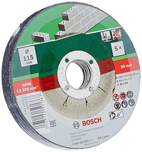 Bosch Accessories 2609256334 DIY Trennscheiben Stein 115 mm ø x 2.5 mm gekröpft