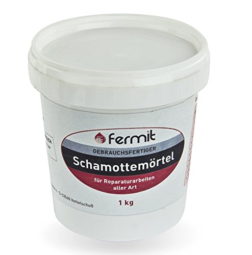 Fermit Schamottemörtel Temperaturbeständigkeit: über +1600°C und 4x Anzündwürfel aus Holzfaser und Pflanzenöl ca. 8 min Brennzeit (Schamottemörtel 1 kg)