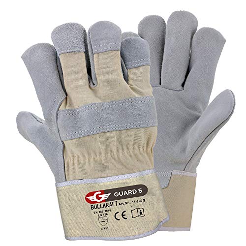 5 Paar Leder Handschuhe Premium Arbeitshandschuhe robuster Schutzhandschuh mit reißfester Canvas-Stulpe
